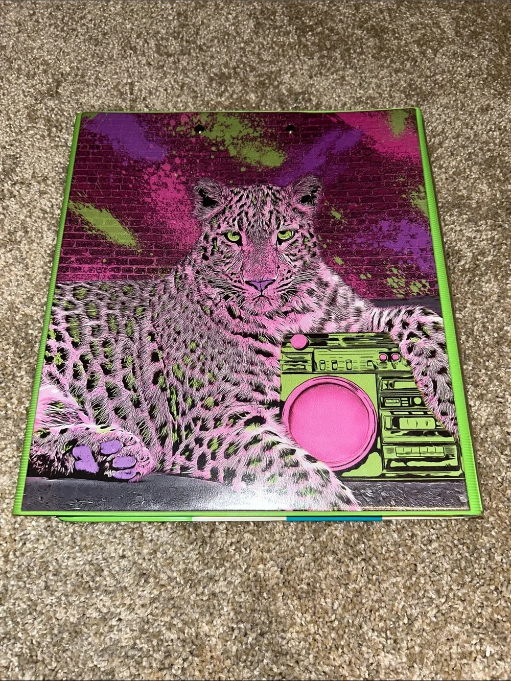 🐆 Mead Trapper Keeper Binder - Purple & Green Leopard Design 🐆